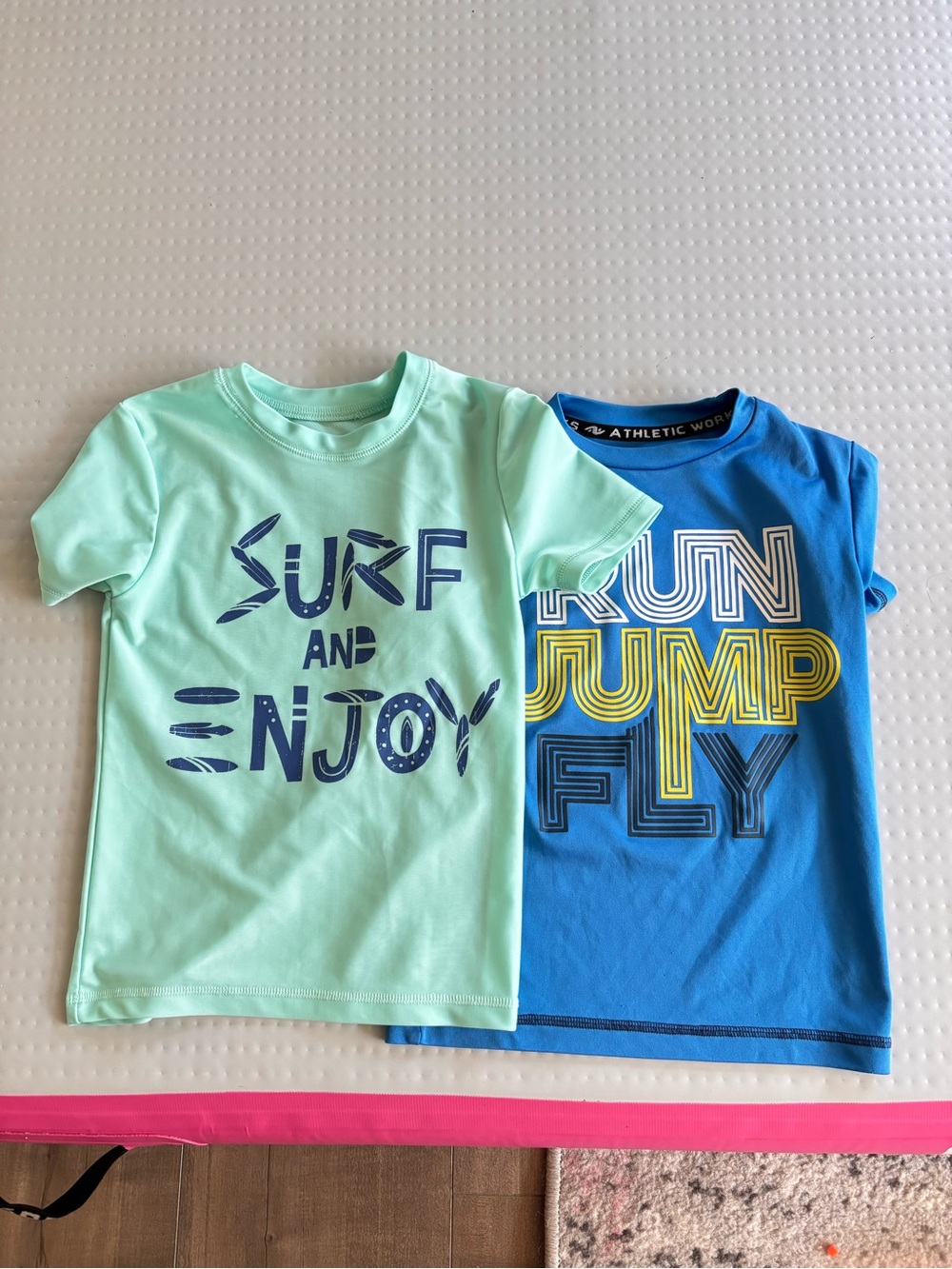 Athletic Works Kids' Mint Green and Royal Blue Graphic Swim Rashguards